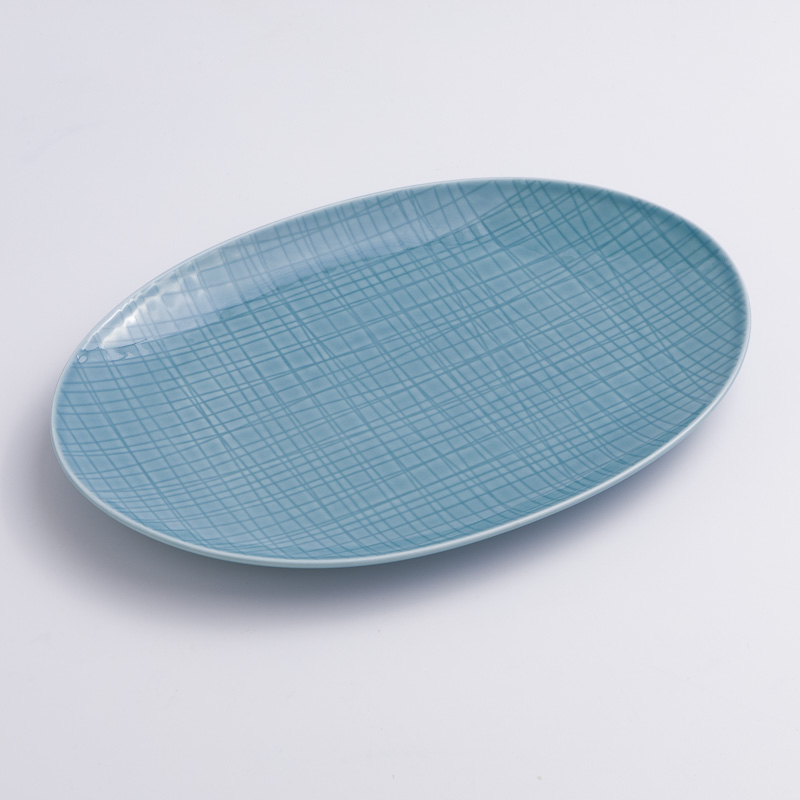 WAGA 湖水綠格 31cm 陶瓷橢圓盤｜單品_0