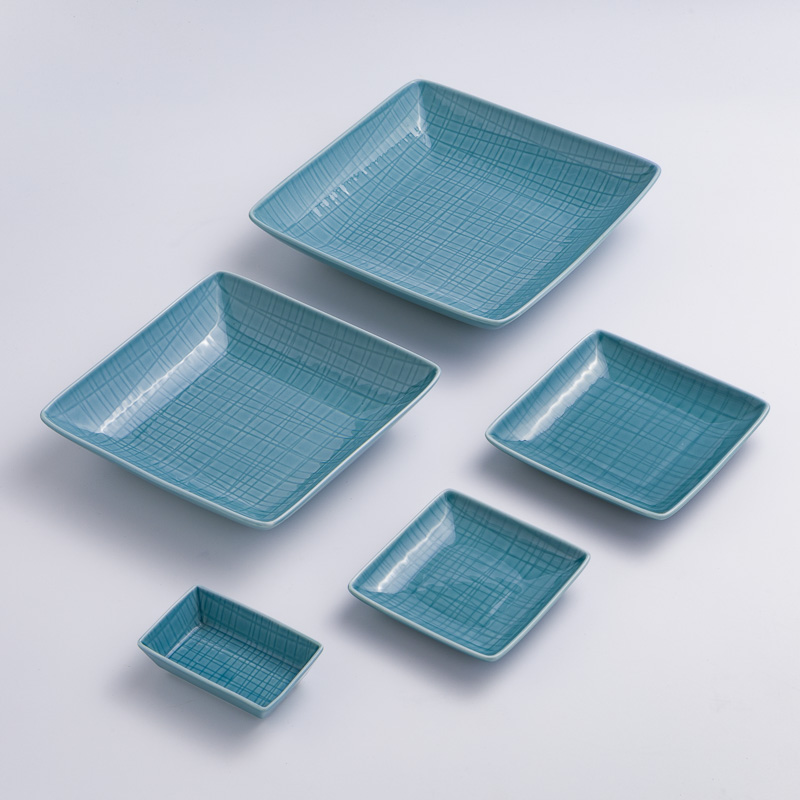 WAGA 湖水綠格 20.5cm 陶瓷正方盤｜單品_5