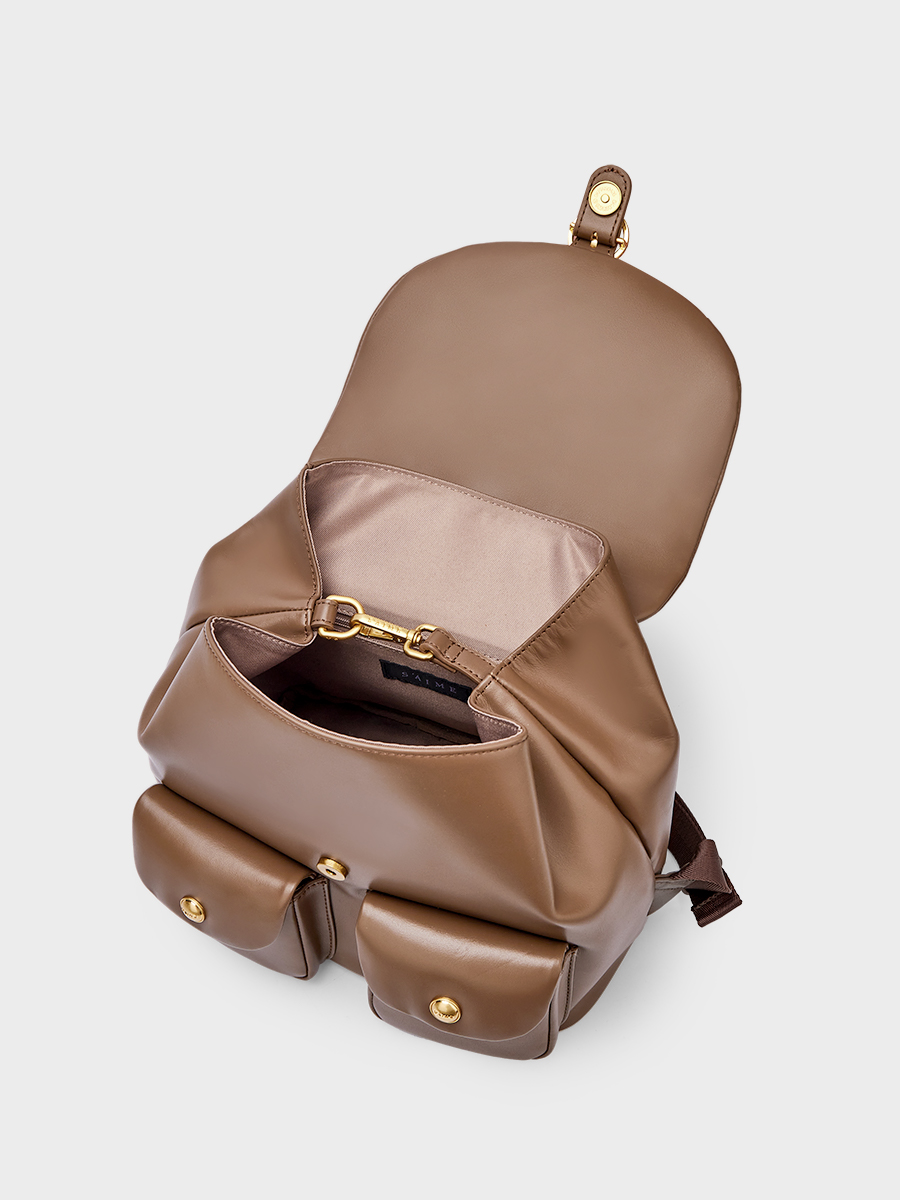 S'AIME 頭層真皮雙口袋後背包(附吊飾)｜ S'AIME東京企劃