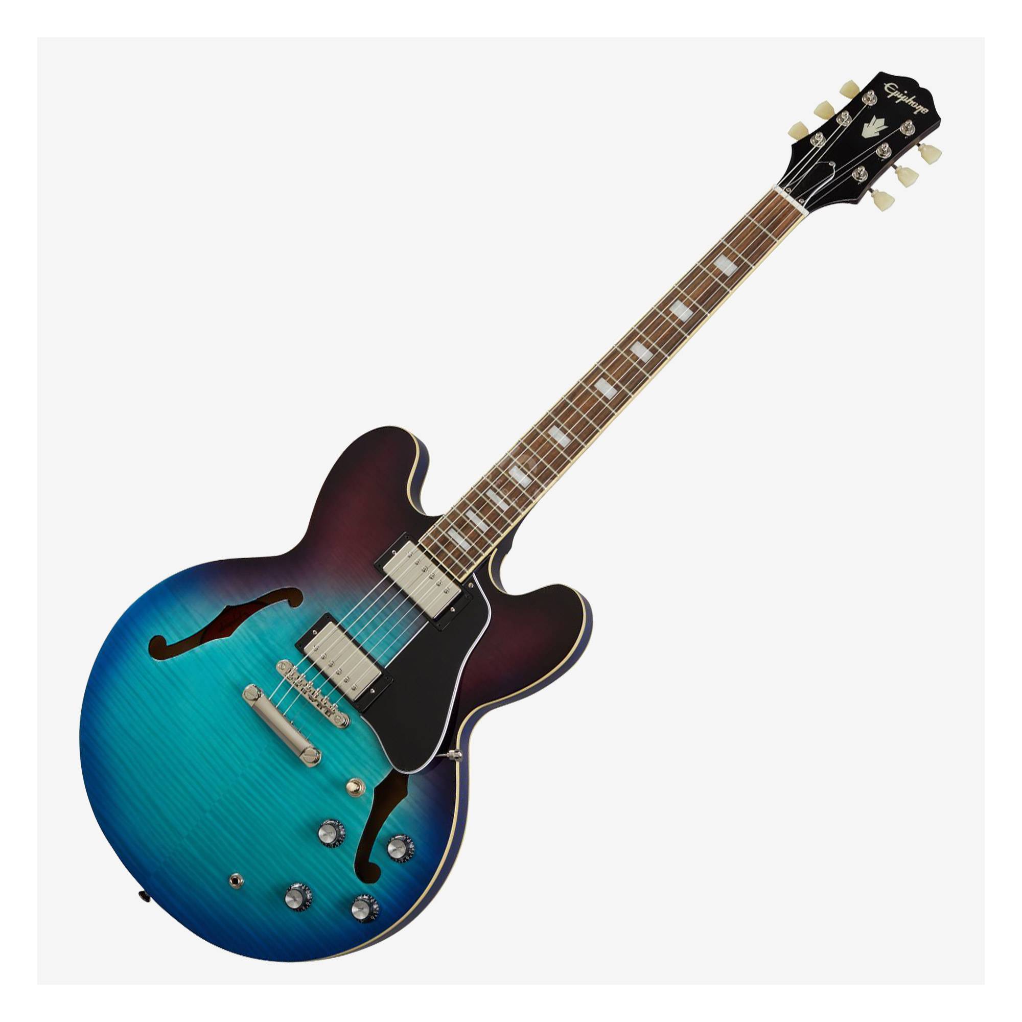 Epiphone ES-335 Blueberry Burst Figured HH 電吉他半空心雙雙無搖座