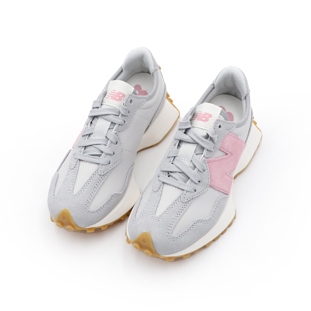 New Balance 327 灰粉皮革運動休閒鞋女款J3237【新竹皇家WS327KAZ】