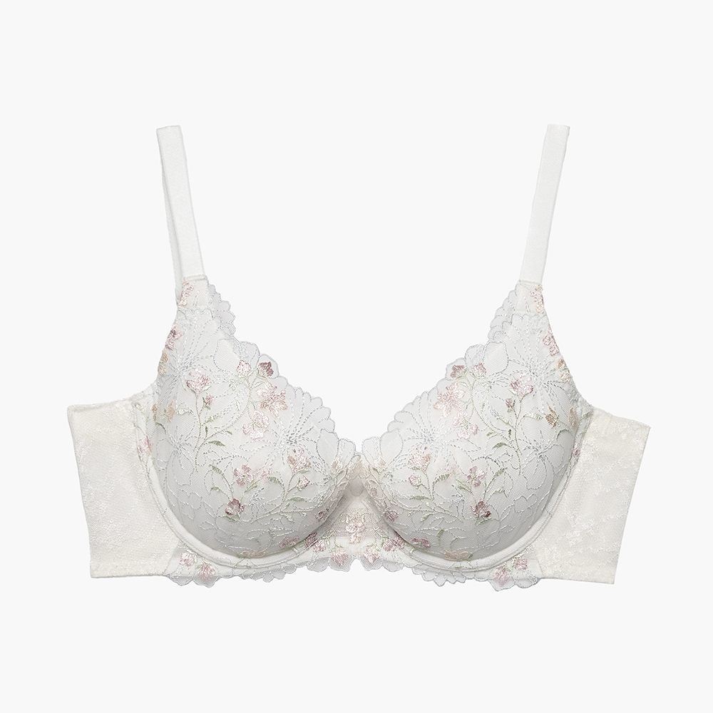 華歌爾-女神Bra 黃金比例深V B-E罩杯內衣(綠意蒼蘭白) NB4564CR