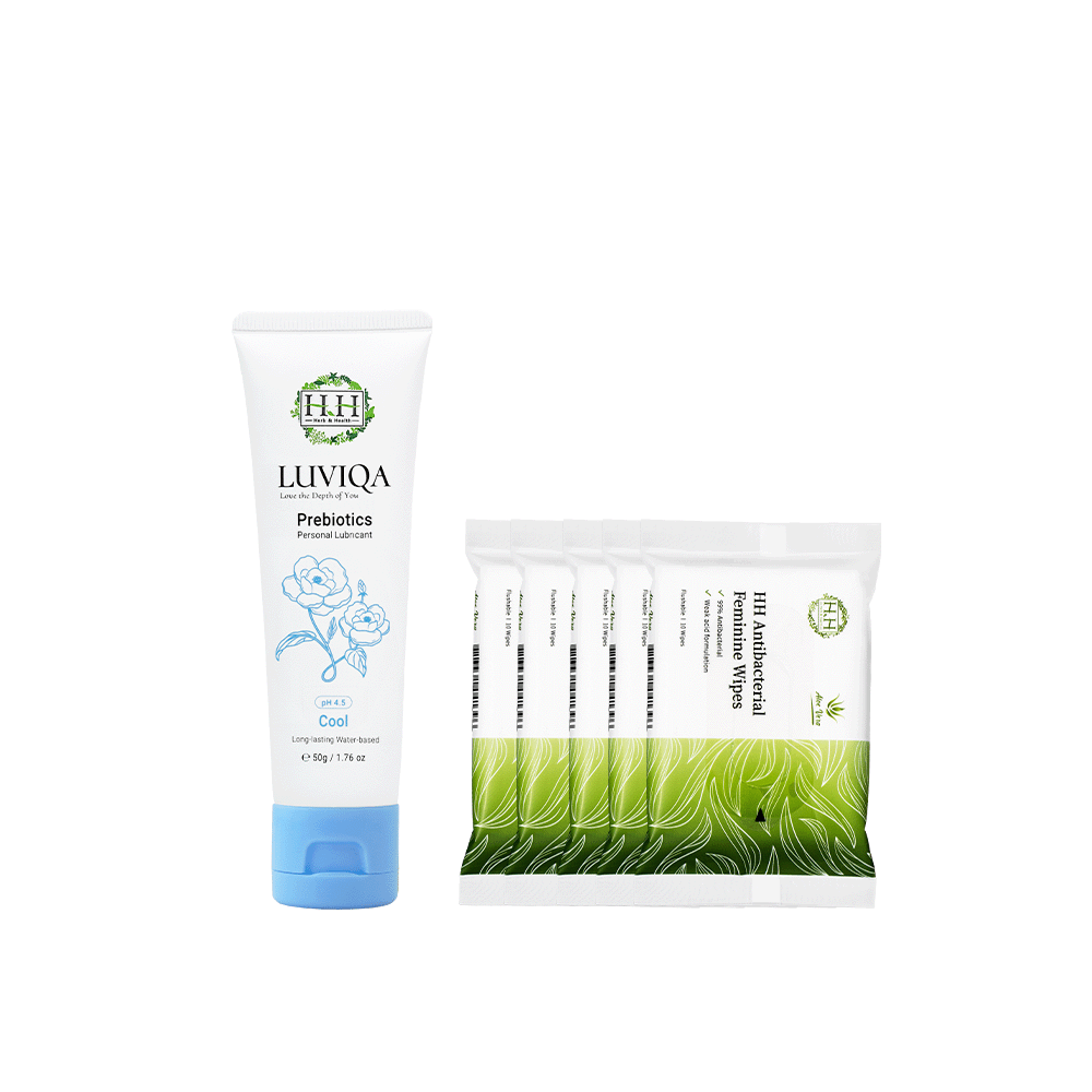 Combo HH Luviqa Prebiotic Intimate Care Personal Lubricant(50g)+  Antibacterial Feminine Wipes(5 packs)