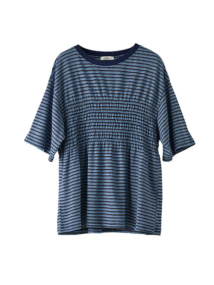 胸前抓皺設計T-shirt(0S000017600) - earth music&ecology