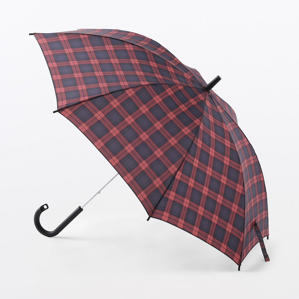 晴雨兩用識別加掛長傘紅格紋