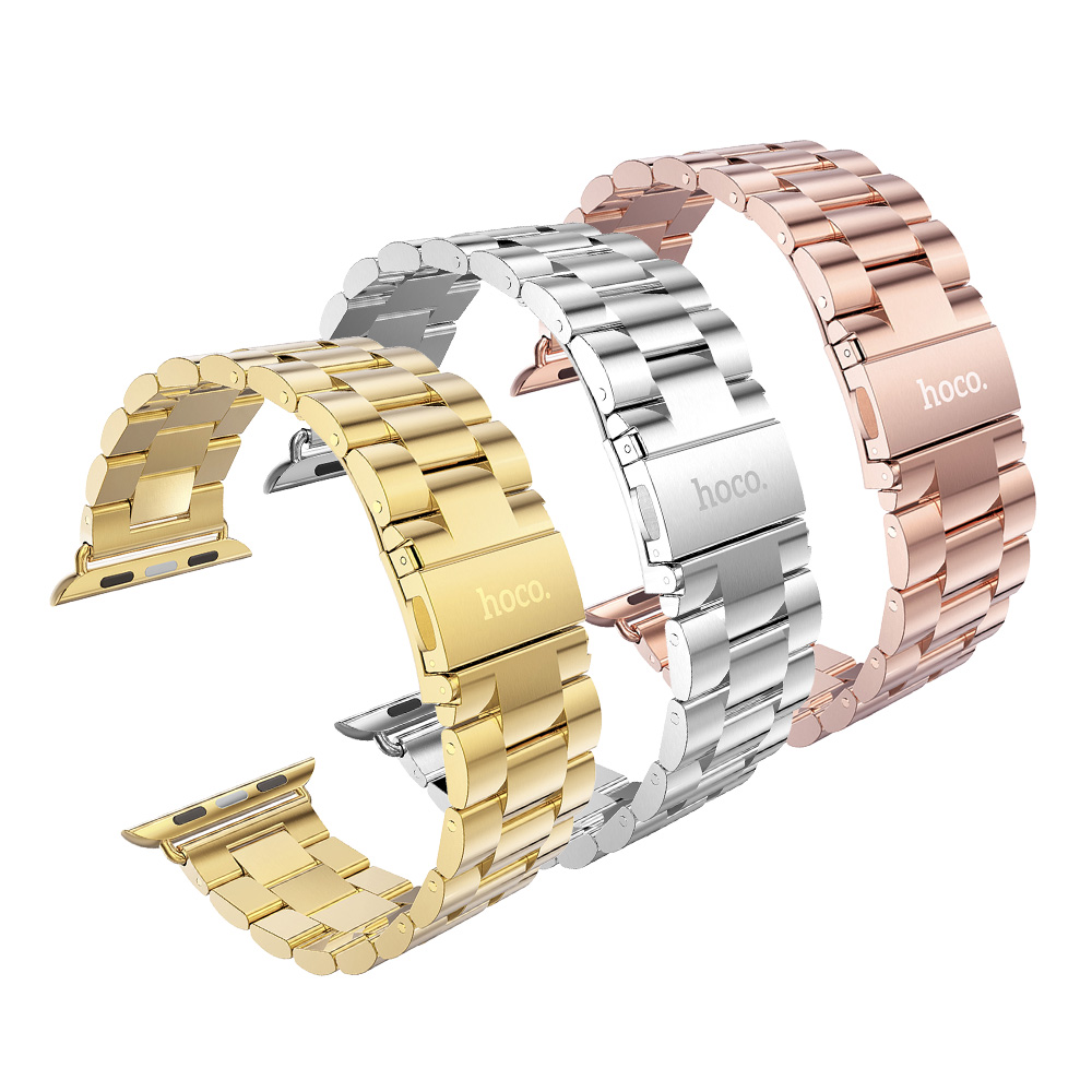 HOCO 三珠錶鏈鋼帶【A402】 不鏽鋼金屬手錶帶 Apple Watch 7/SE/6/5/4/3/2/1代 45mm 44mm 42mm 41mm 40mm 38mm 格朗鋼錶帶 智慧手錶金屬環 蘋果手錶錶帶 AW周邊_0