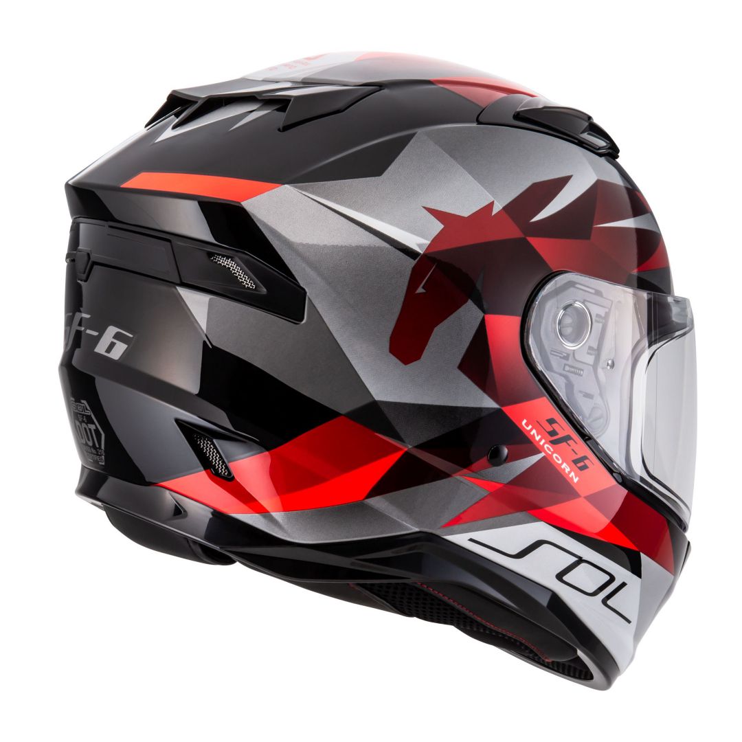 國產首選全罩】SOL SF6 獨角獸黑紅全罩安全帽