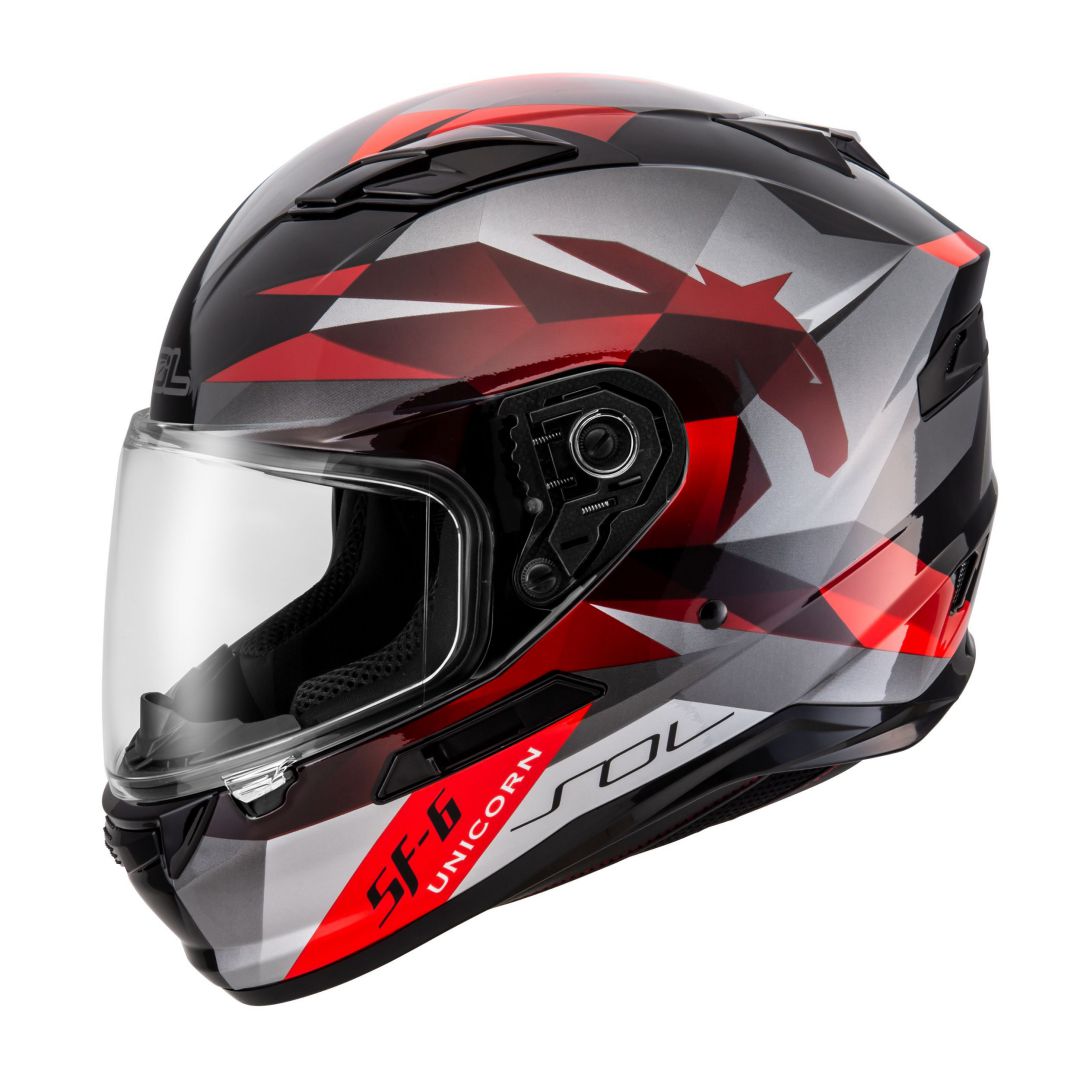 國產首選全罩】SOL SF6 獨角獸黑紅全罩安全帽