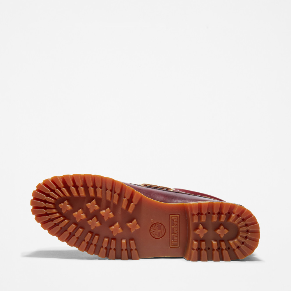 Timberland 男款酒紅色經典三孔帆船鞋