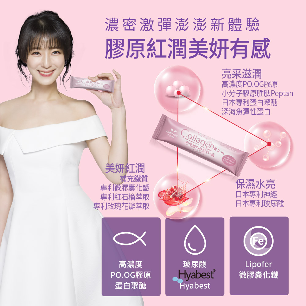 買1送1【Angel Lala天使娜拉】EX膠原蛋白粉+專利微膠囊鐵 (石榴風味/15包/盒)x2盒_4
