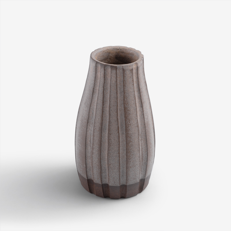 職人 灰質地衣  13.5cm 瓶狀花器｜米灰｜單品_0