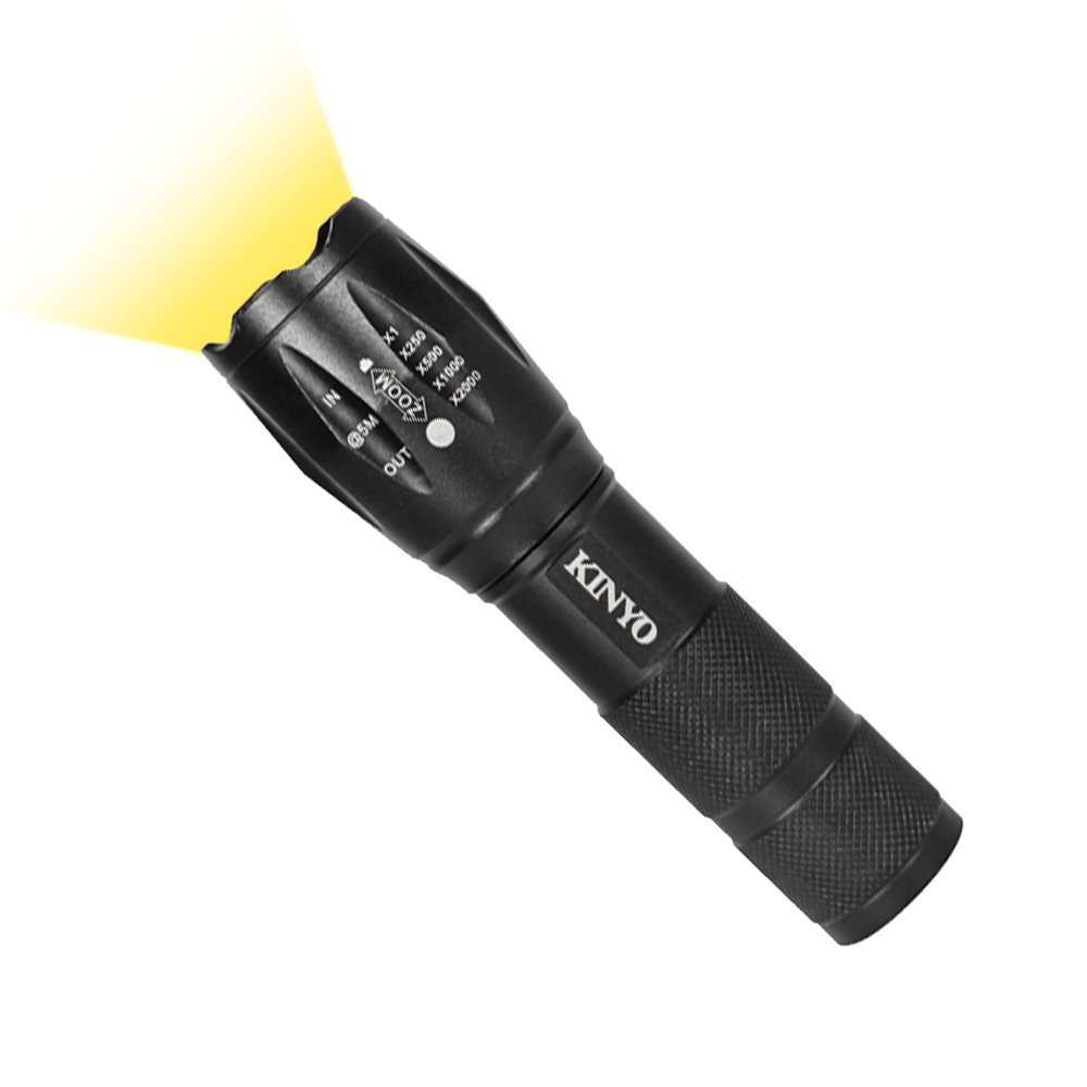 KINYO 大廣角強光手電筒 【C012】 伸縮變焦手電筒 USB 充電式手電筒 照明燈 T6 LED手電筒 超亮手電筒 探照燈 五金工具 露營用品_0
