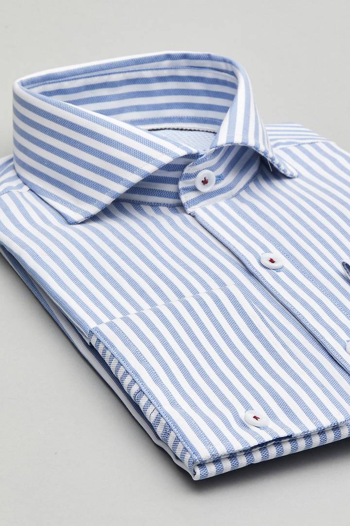 SST&C Blue and White Striped Pattern Shirt | 0312103015  (Outlet)_6