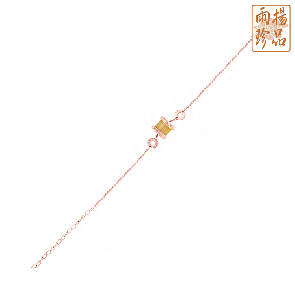 黃瑪瑙轉運珠玫瑰金手鍊_2
