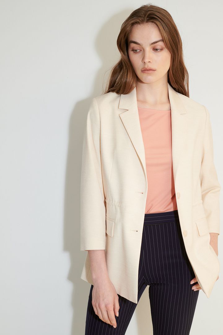 SST&C Women'S Off-White Three-Quarter Sleeve Drawstring Casual Suit | 8162103001  (Outlet)_0