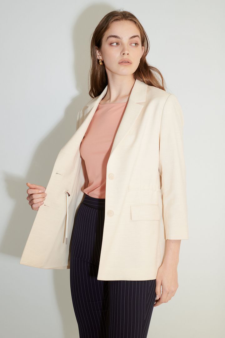 SST&C Women'S Off-White Three-Quarter Sleeve Drawstring Casual Suit | 8162103001  (Outlet)_2