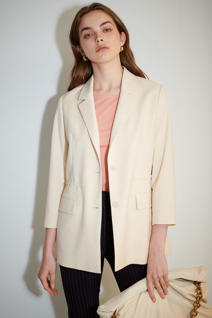 SST&C Women'S Off-White Three-Quarter Sleeve Drawstring Casual Suit | 8162103001  (Outlet)_3