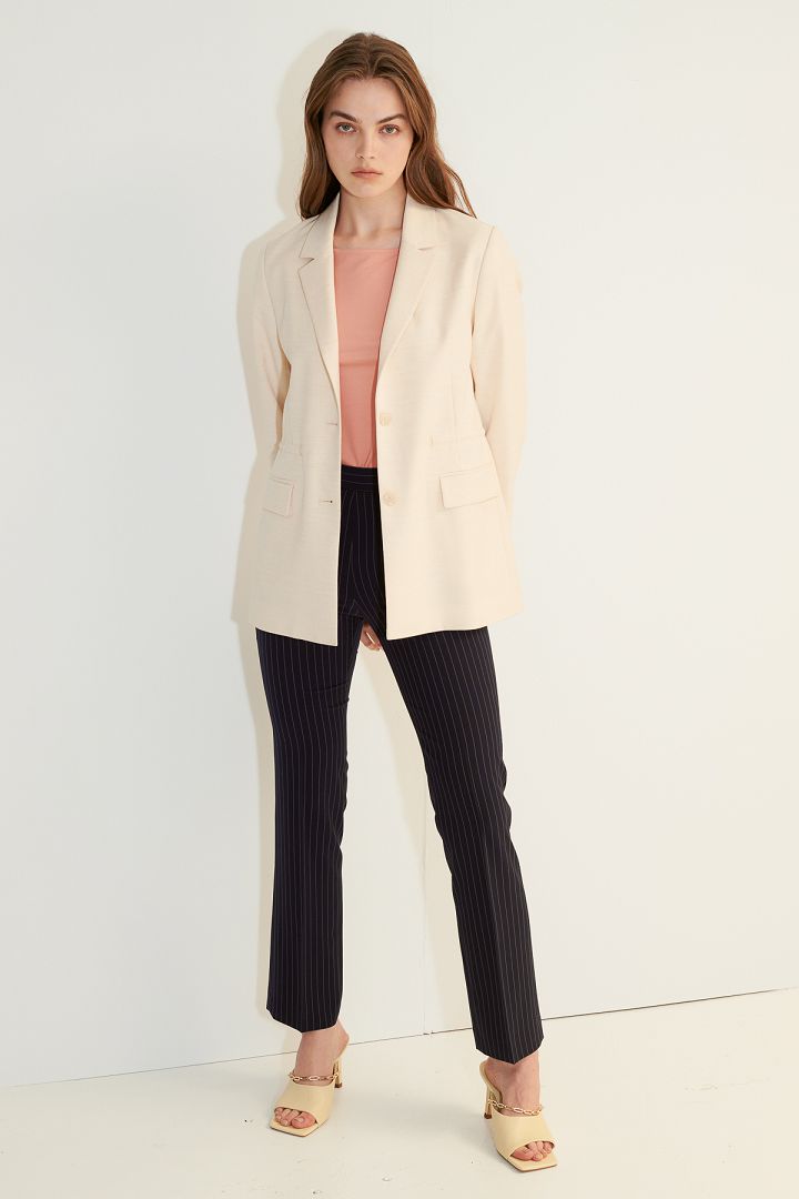 SST&C Women'S Off-White Three-Quarter Sleeve Drawstring Casual Suit | 8162103001  (Outlet)_4