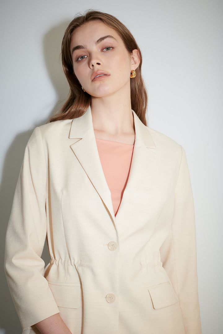 SST&C Women'S Off-White Three-Quarter Sleeve Drawstring Casual Suit | 8162103001  (Outlet)_5