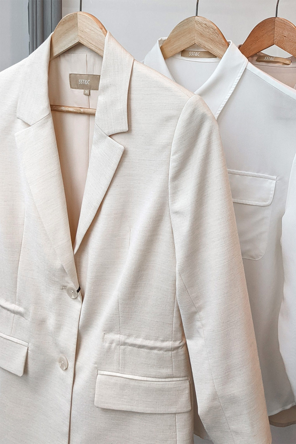 SST&C Women'S Off-White Three-Quarter Sleeve Drawstring Casual Suit | 8162103001  (Outlet)_6