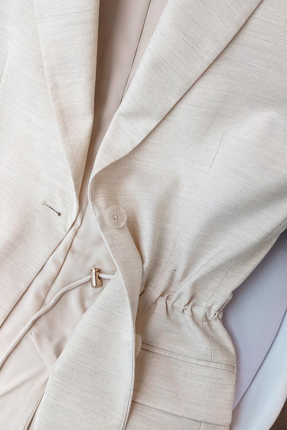 SST&C Women'S Off-White Three-Quarter Sleeve Drawstring Casual Suit | 8162103001  (Outlet)_8