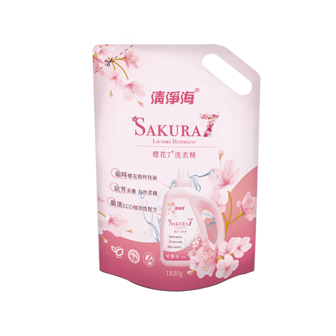 【清淨海】櫻花7+洗衣精(補充包) 1500g 2包入