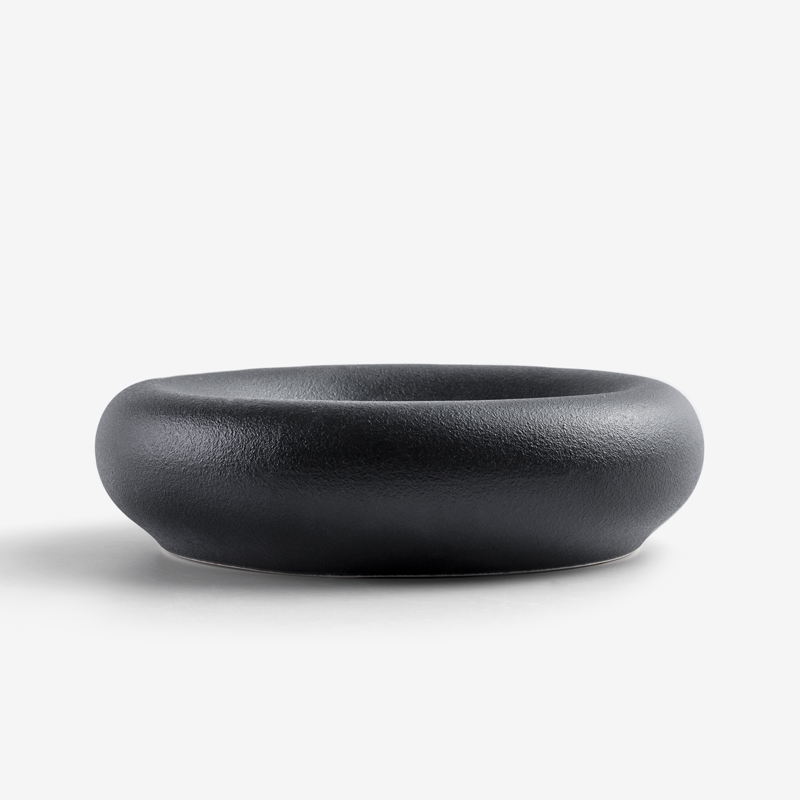 日式 禪風卵石 20.5cm 石磓飾盤｜黑曜｜單品_1
