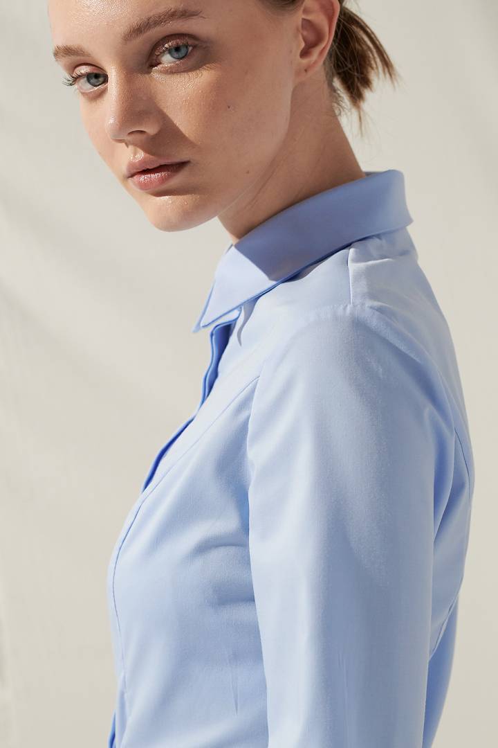 SST&C Women'S Fitted Cut Blue Shirt | 7562105002  (Outlet)_3