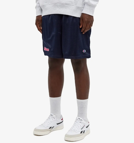 【 ALLTIMERS 】網眼球褲 CHAMPION聯名款 BROADWAY EMBROIDERED SHORT 藍_0