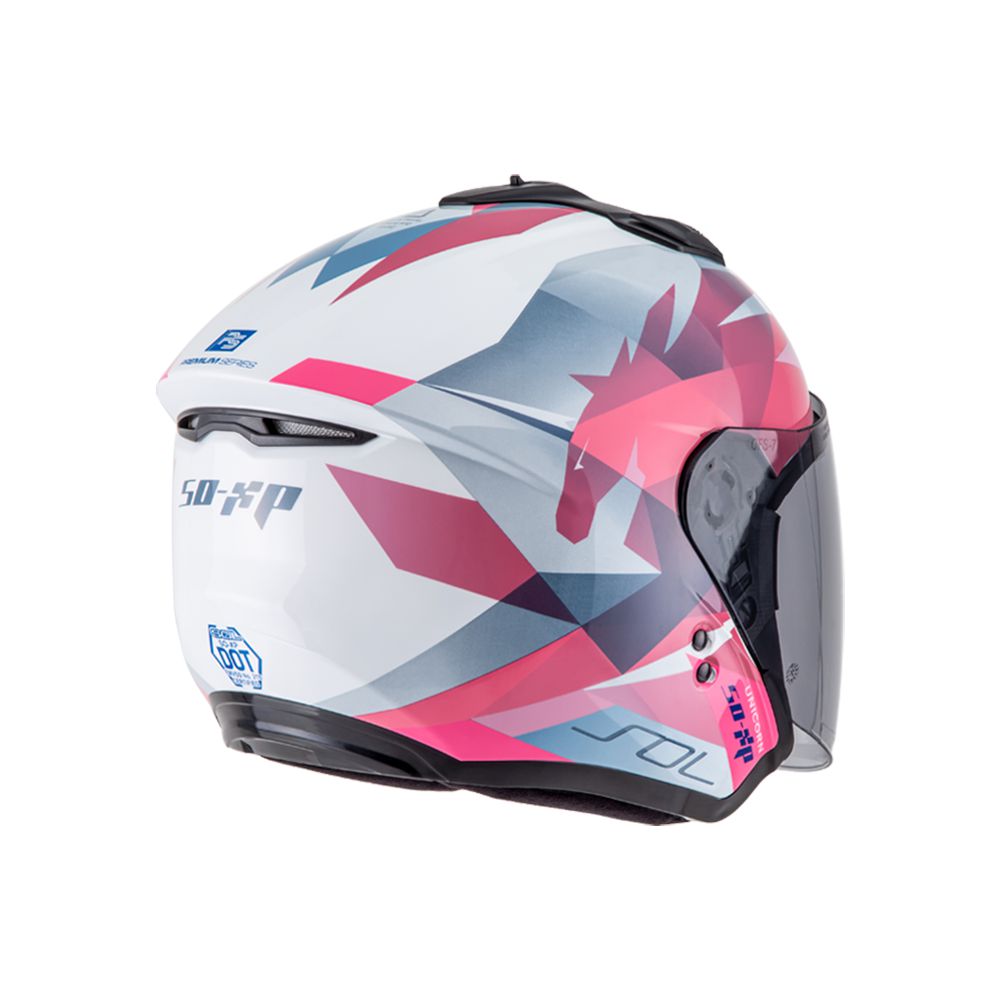 小資首選】SO-XP 獨角獸白粉3/4罩安全帽