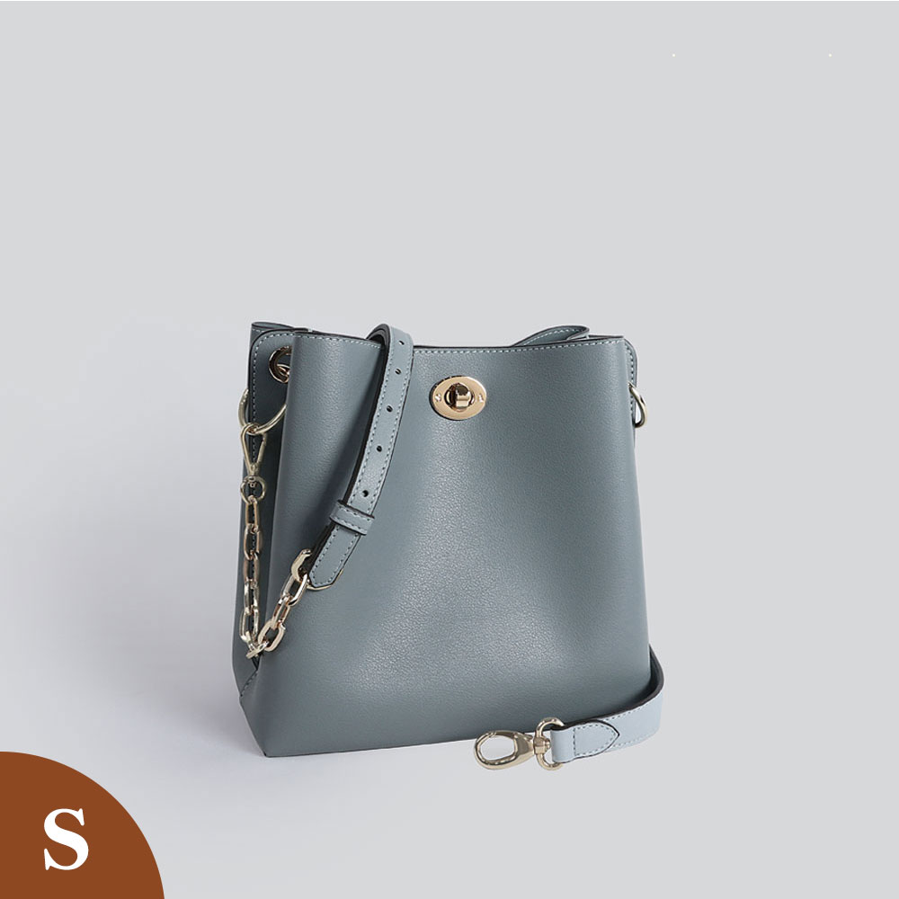 雙背帶橢圓轉釦小水桶包-S'AIME東京企劃