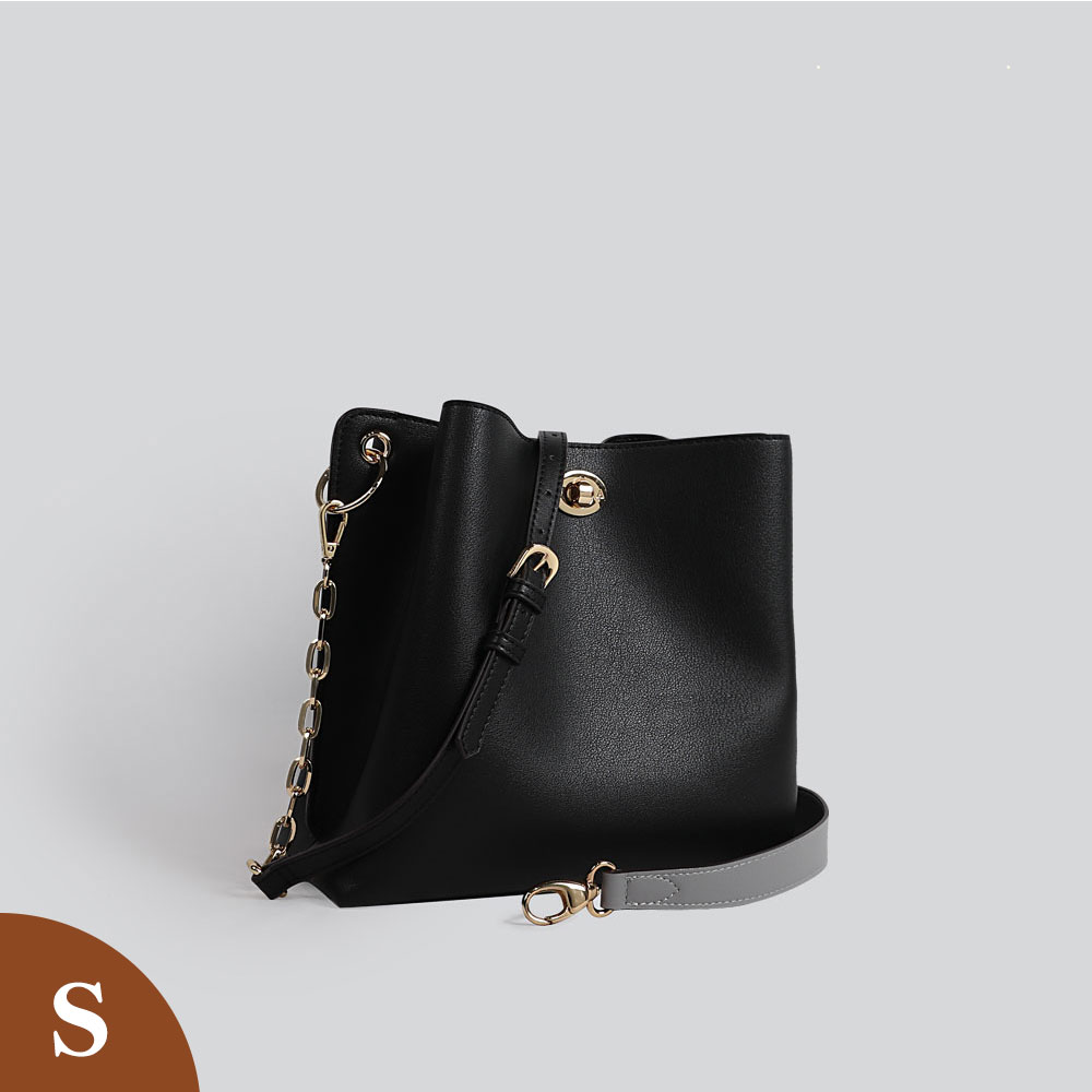 雙背帶橢圓轉釦小水桶包-S'AIME東京企劃