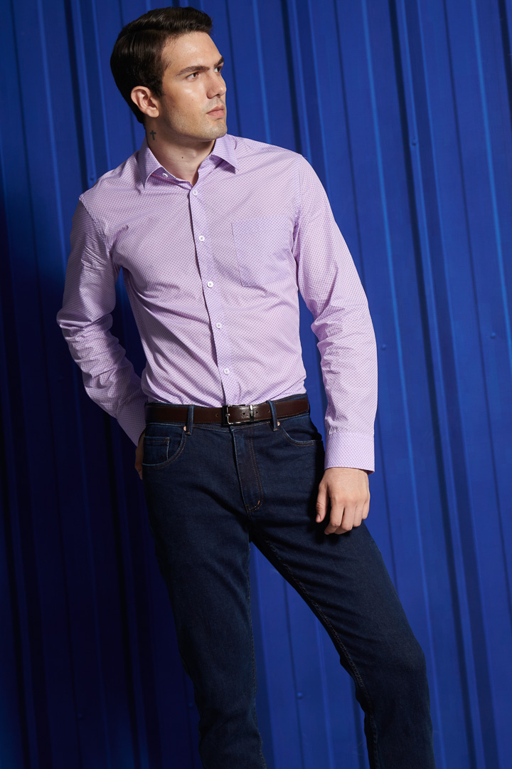 SST&C #Comfortable Cotton  Purple Geometric Print Shirt | 0312111004  (Outlet)_0