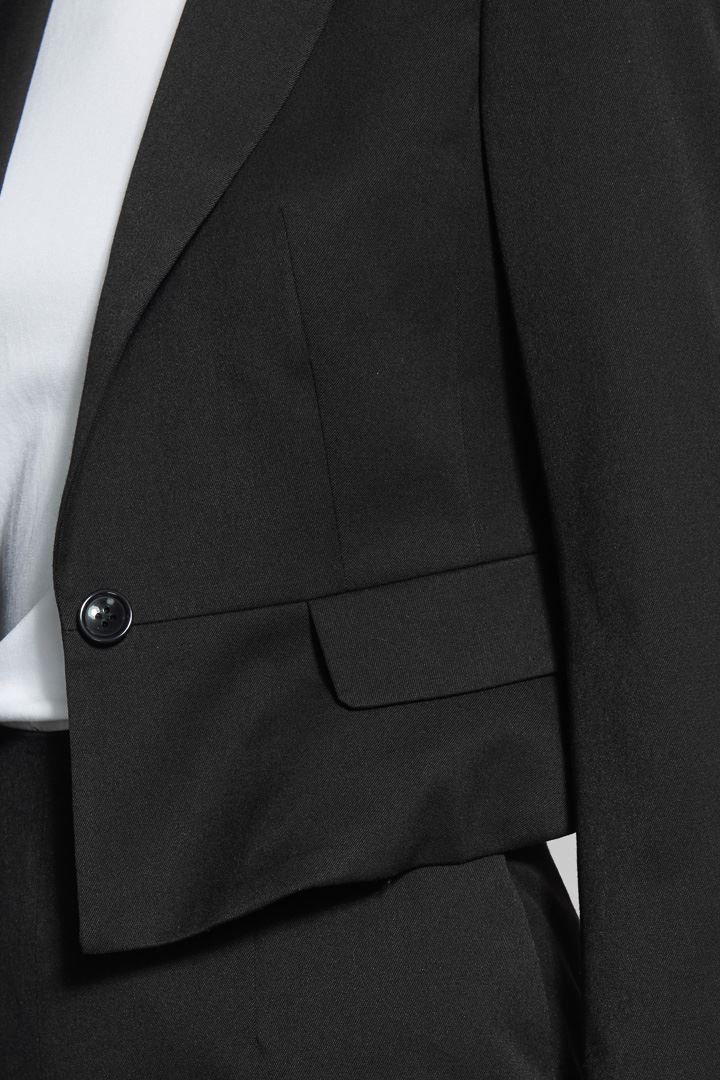 SST&C Women'S Wool Blend Black Sword Collar Single Button Short Suit Jacket | 7162111001  (Outlet)_6