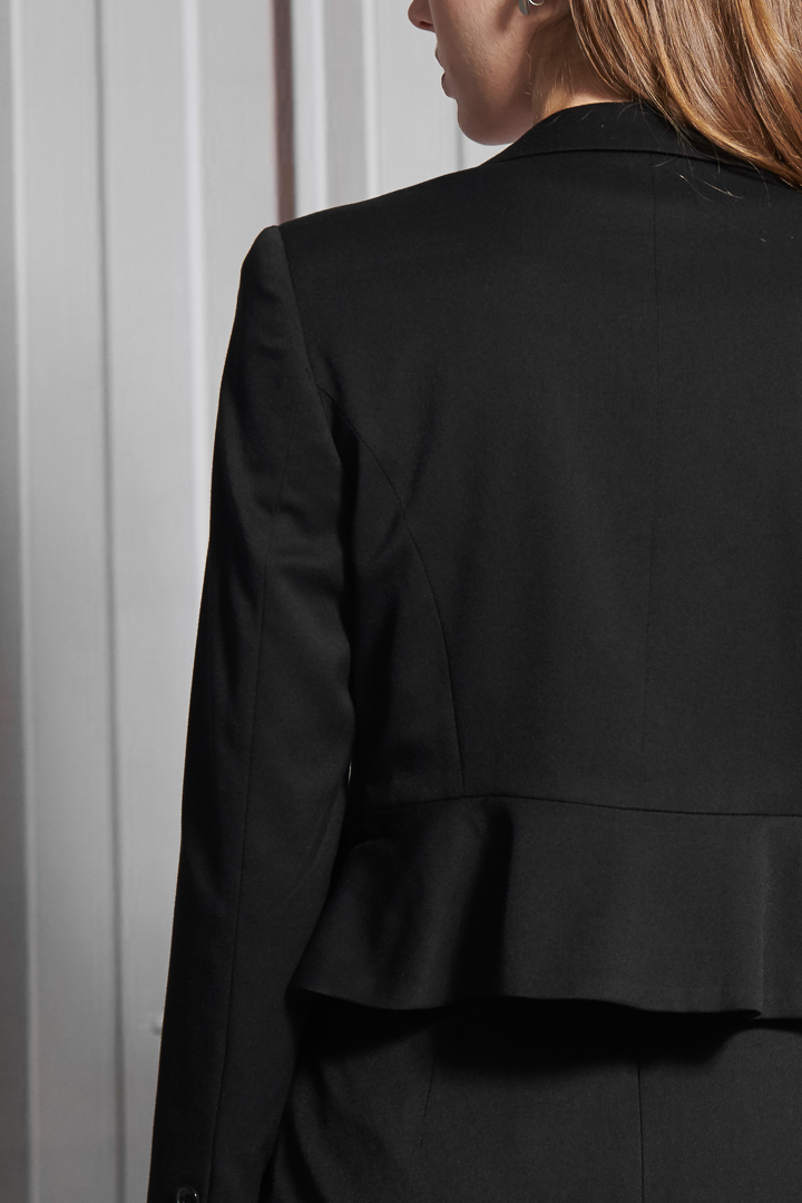 SST&C Women'S Wool Blend Black Sword Collar Single Button Short Suit Jacket | 7162111001  (Outlet)_7