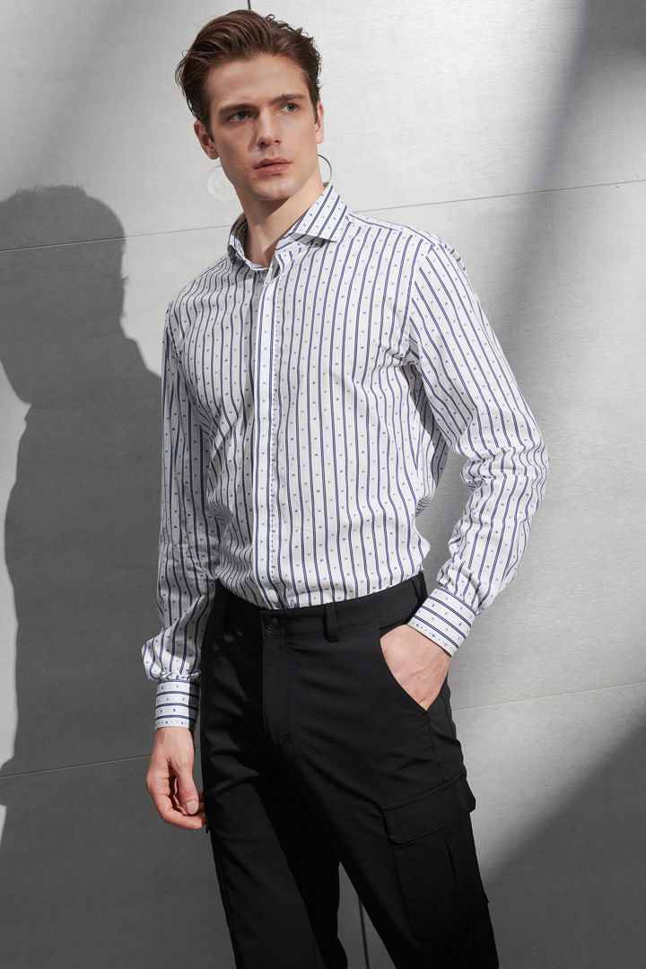 SST&C #Elastic Fit  Gradient Dot Stripe Print Shirt | 0312203020  (Outlet)_1