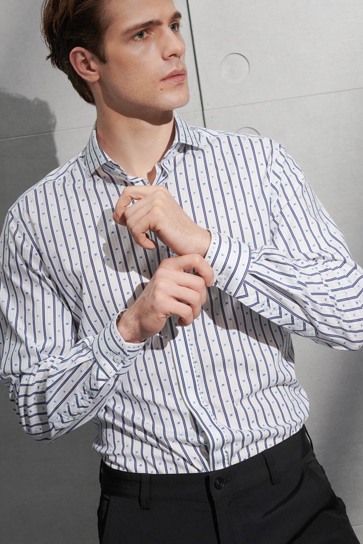 SST&C #Elastic Fit  Gradient Dot Stripe Print Shirt | 0312203020  (Outlet)_2