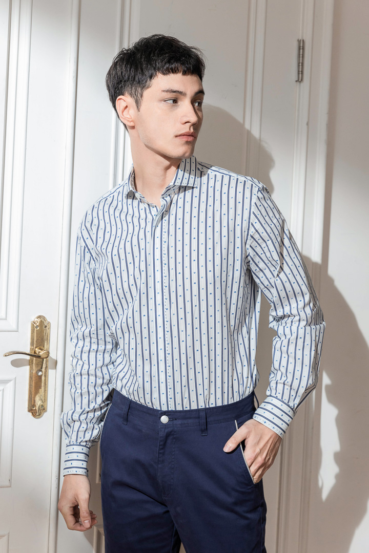 SST&C #Elastic Fit  Gradient Dot Stripe Print Shirt | 0312203020  (Outlet)_7