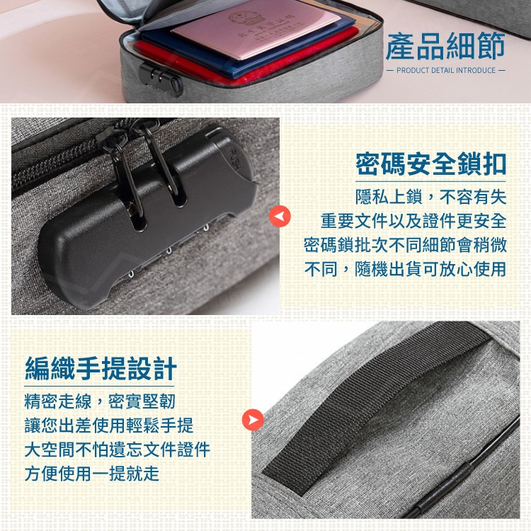 家庭證件收納包 多規格 分層分類 護照收納袋 證件包 證書收納包 密碼鎖收納包 防水證件袋【ZO0401】《約翰家庭百貨_7