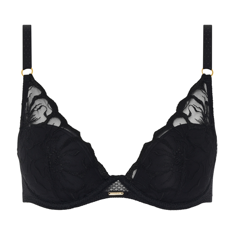 【Chantelle】集中托高內衣>BCD罩杯>黑色(12M20_011)【Fleurs】_3