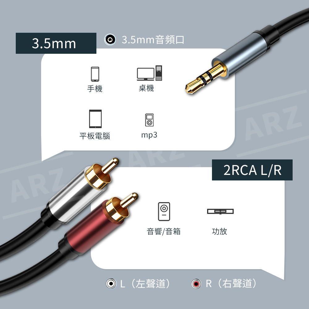 3.5mm轉2RCA 立體聲音源線 【D044】 0.5米~10米 發燒級 2rca 音響連接線 音源線 音訊線 同軸線 同軸音源線 電腦周邊 影音用品_4