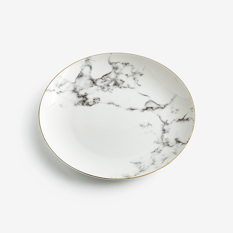 地語 墨雲金邊 20cm 骨瓷圓盤│單品_0