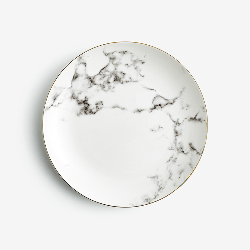 地語 墨雲金邊 20cm 骨瓷圓盤│單品_1