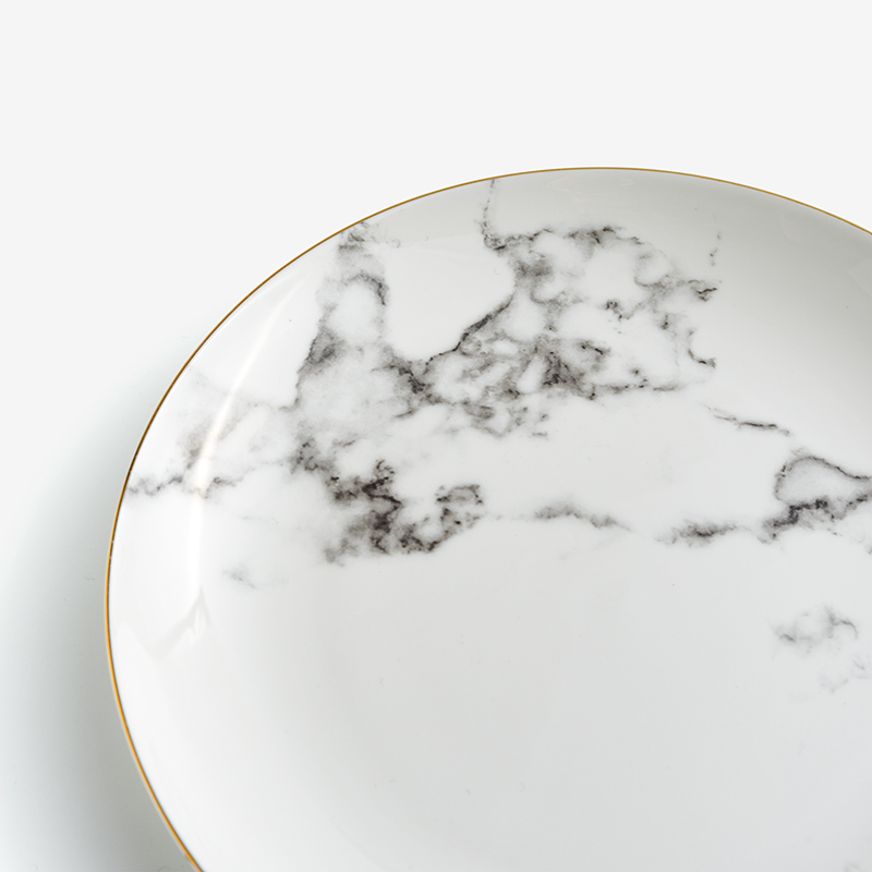 地語 墨雲金邊 20cm 骨瓷圓盤│單品_2