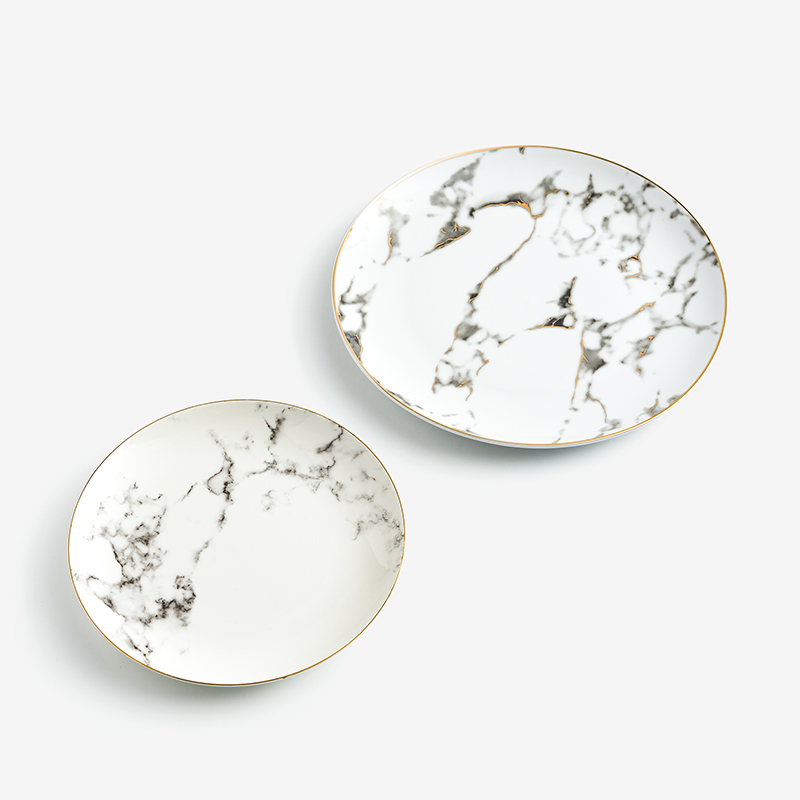 地語 墨雲金邊 20cm 骨瓷圓盤│單品_4
