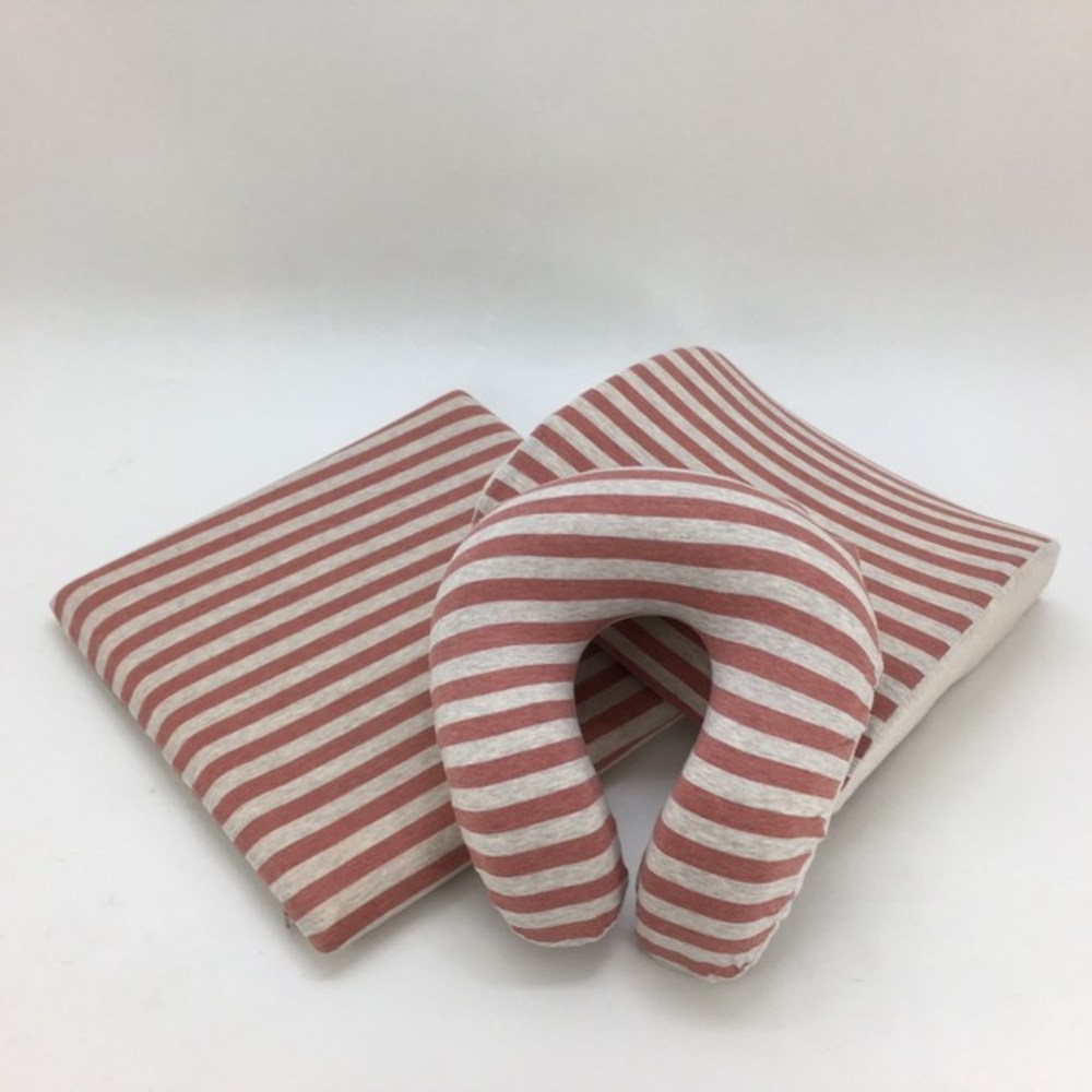 療癒系針織記憶釋壓腰靠墊-針織紅(送同款U型頸枕)_0