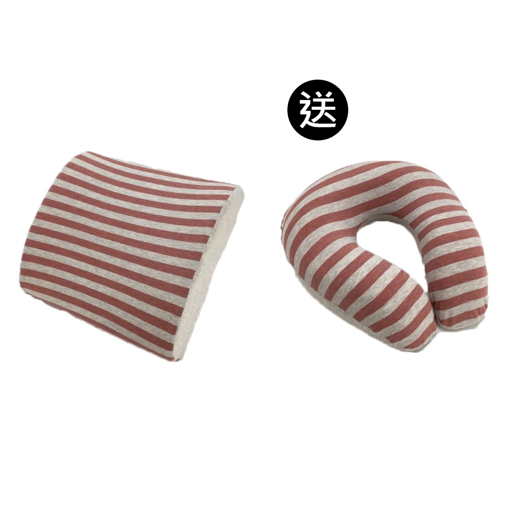 療癒系針織記憶釋壓腰靠墊-針織紅(送同款U型頸枕)_3
