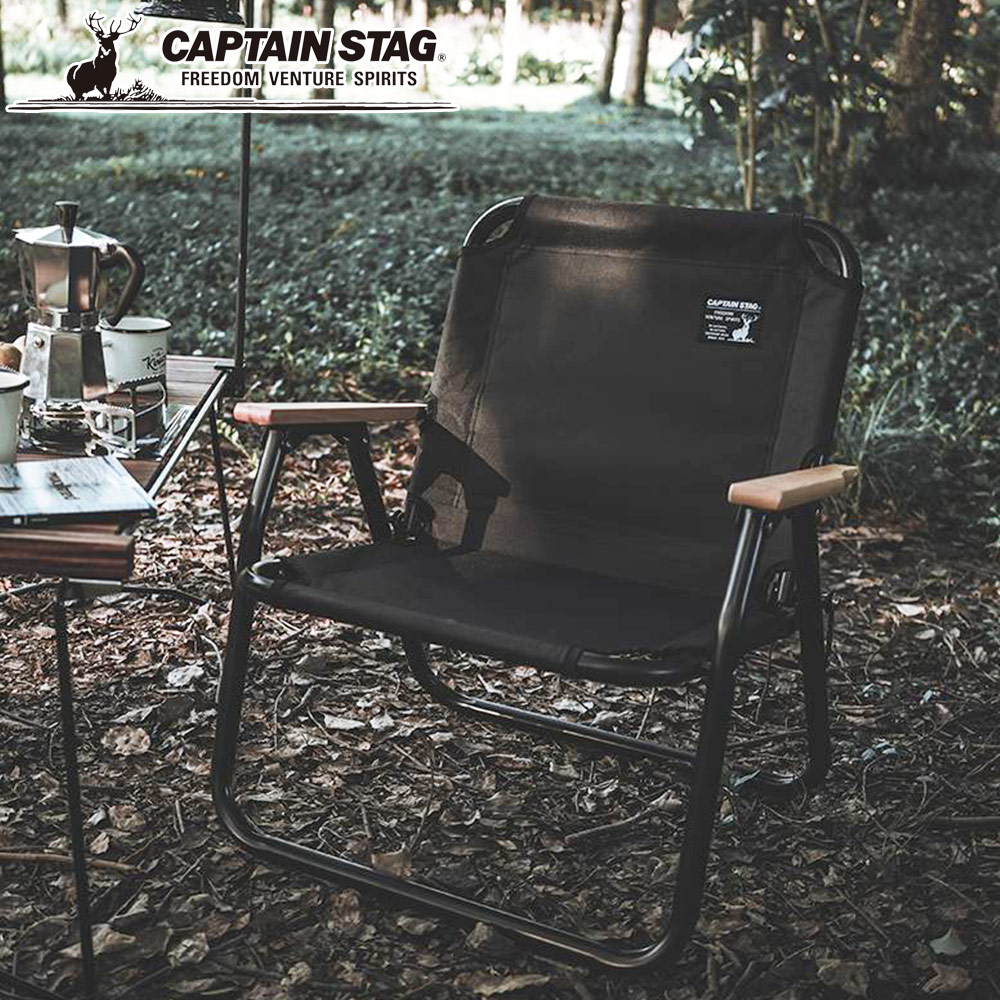 日本CAPTAIN STAG 戶外露營鋁合金折疊單人椅-黑色_2