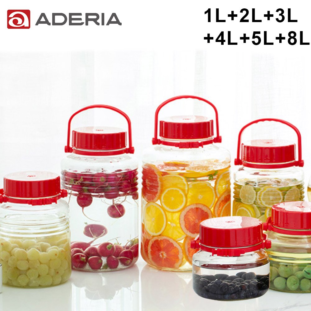 ADERIA 梅酒瓶/醃漬罐 - 1L(紅蓋) - 雙入組_1