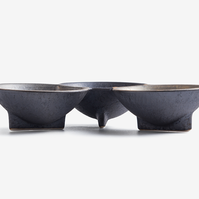 WAGA 日式褐金 12cm 陶瓷三格碟｜暖棕｜單品_1